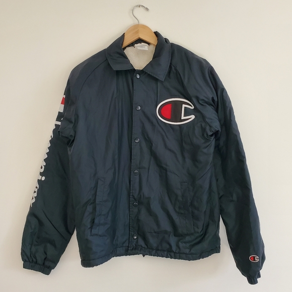 Champion Other - CHAMPION | Vintage Navy Blue Snap Closure Fleece Faux Fur Lined Jacket (Sz S)